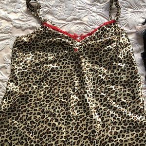 Leopard print silk nightie.